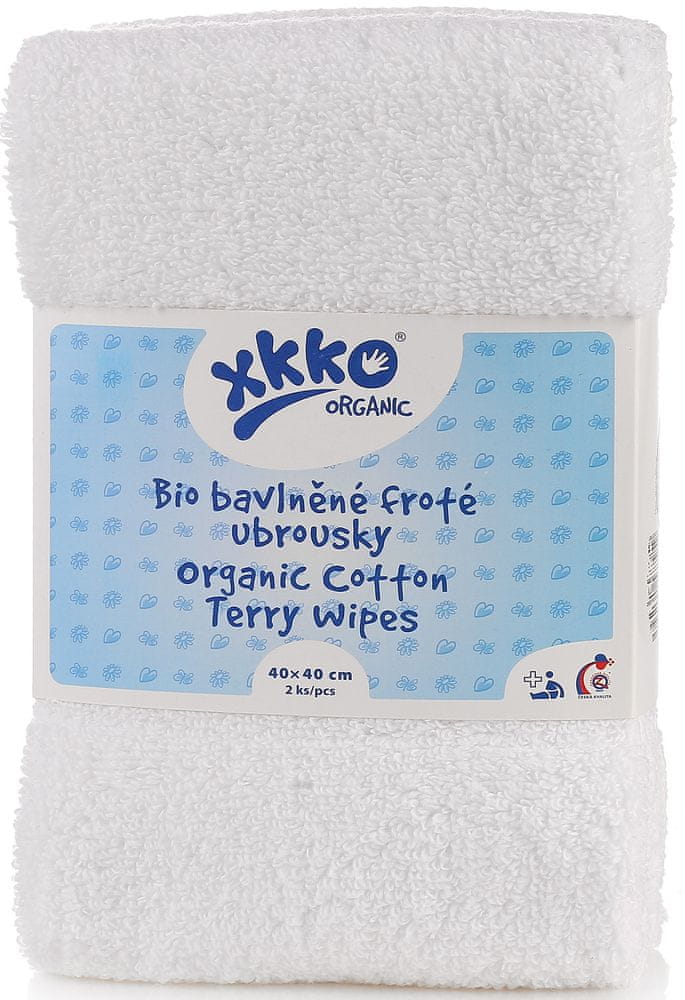 XKKO Organic Froté obrúsky 40x40 - Biele (2ks)